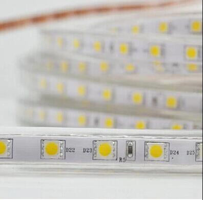 (image for) AC 110V 220V SMD5050 High Voltage Flat Strip Light 60 LEDs Per Meter 12mm Width with Wall Outlet Power Plug